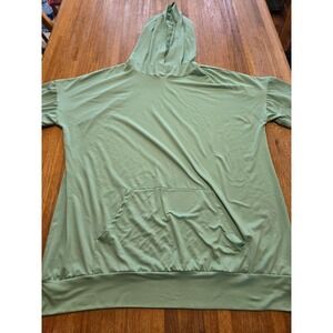 Blumin‎ Apparel Women 3X Sage Green Lightweight Hoodie Kangaroo Short Sleeve Top